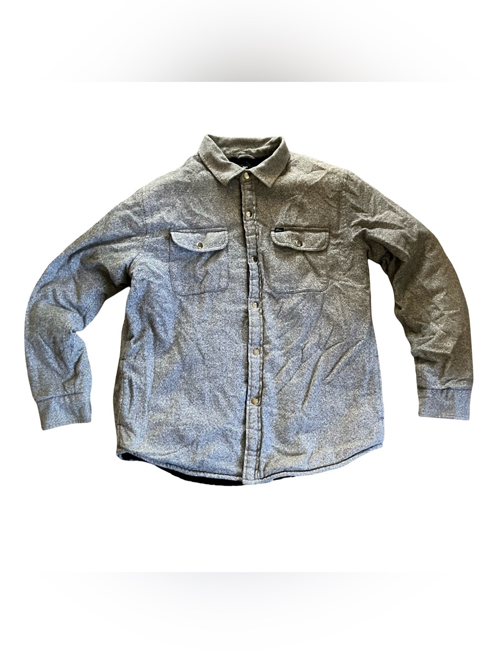 OBEY Shirt Jacket Sherpa Lined Heavy Flannel Snap Gray Black Mens Large Pockets